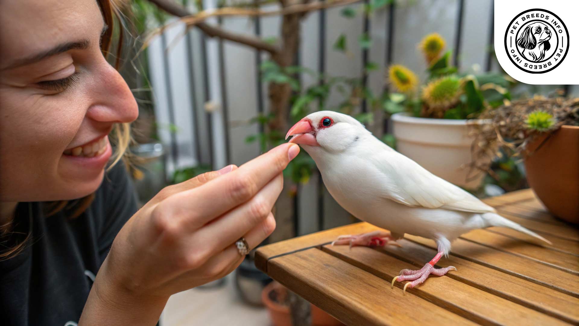 Java Finch (Java Sparrow) interaction with human