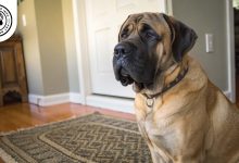 Mastiff Dog Breed sitting at home